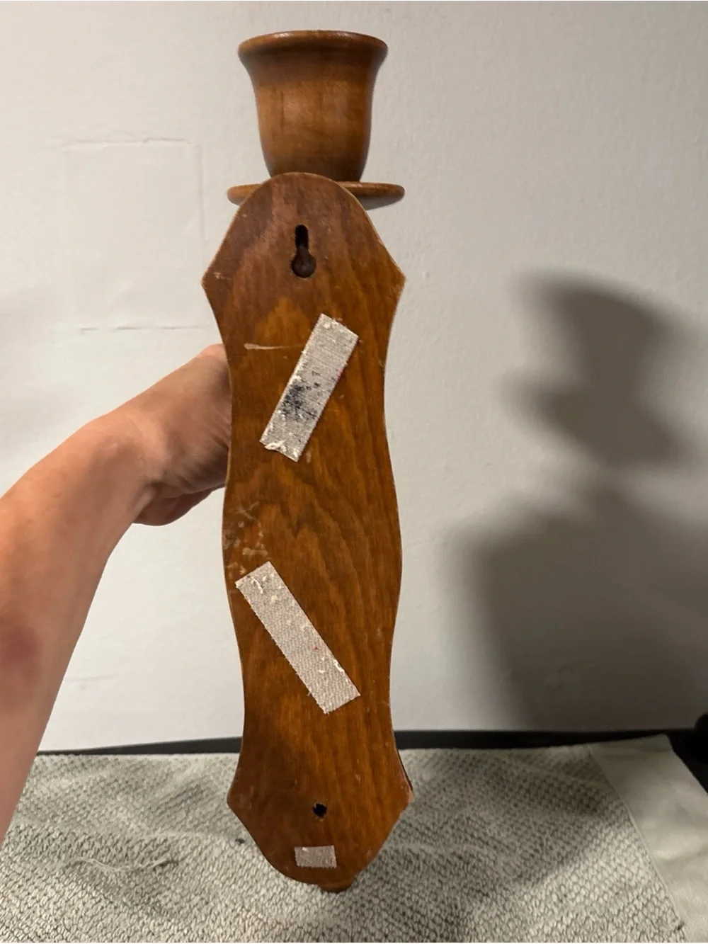 Wooden Wall Sconce Candle Holder in Warm Brown